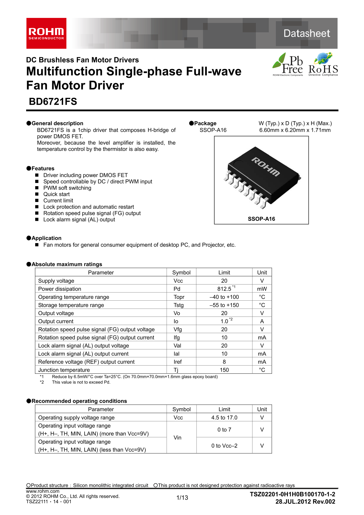 ROHM BD6721FS Technical Note - Page 1
