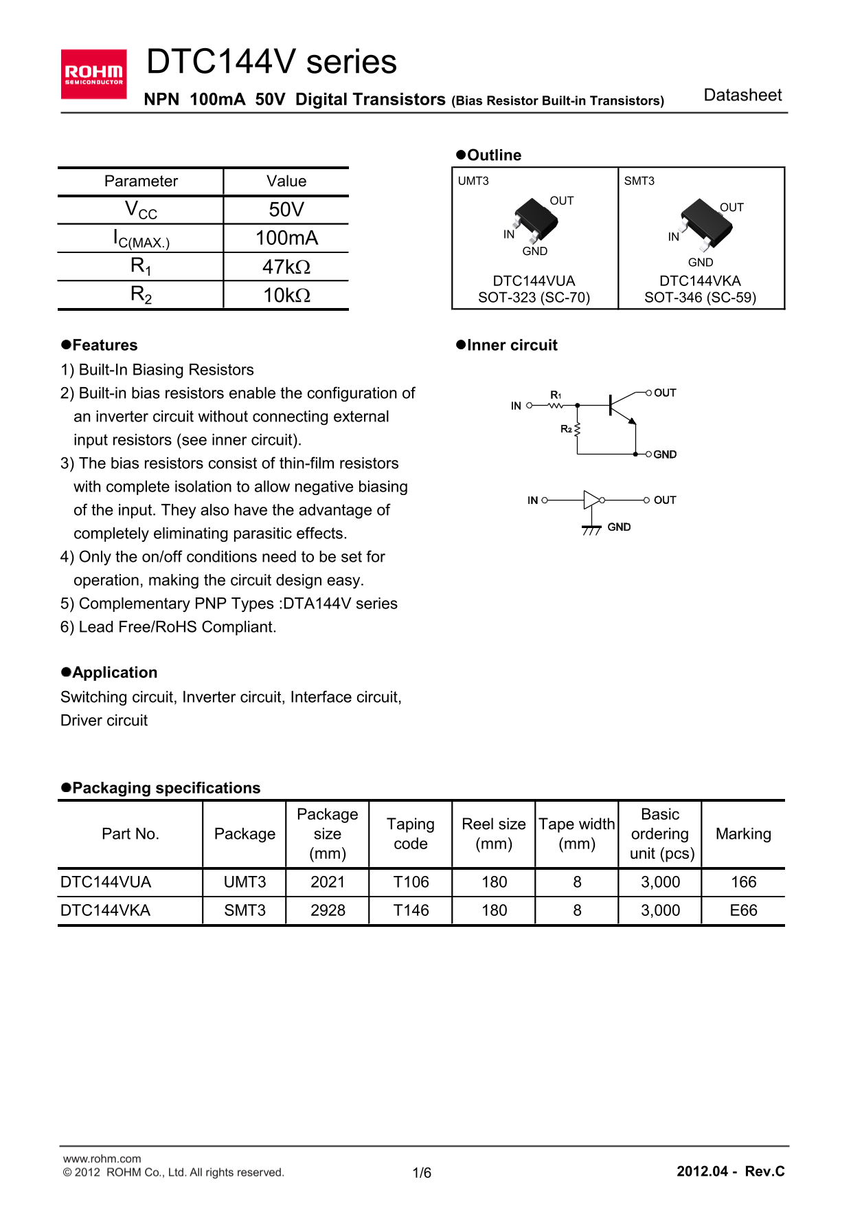 ROHM DTC144VKA User Guide - Page 1
