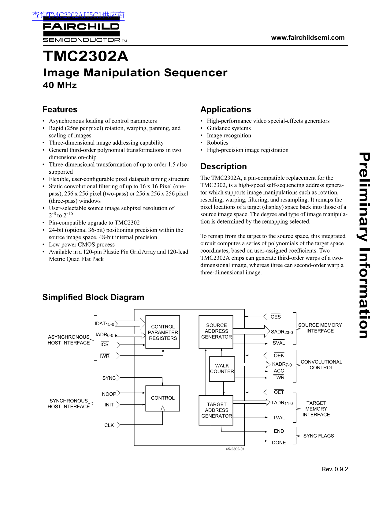 Fairchild TMC2302A Data Handbook - Page 1