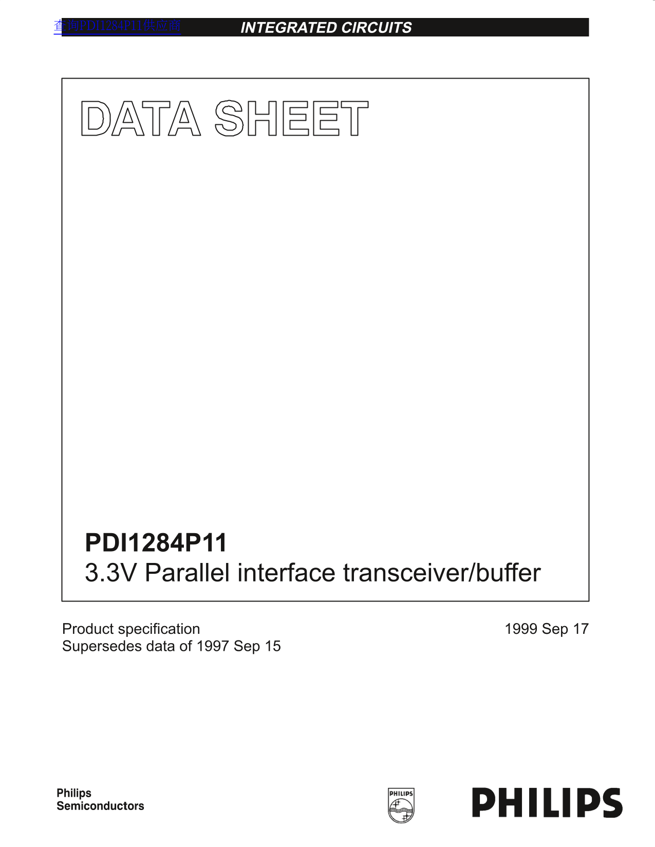 PHILIPS PDI1284P11 3.3V Parallel Interface Transceiver Buffer Data Sheet User Manual - Page 1