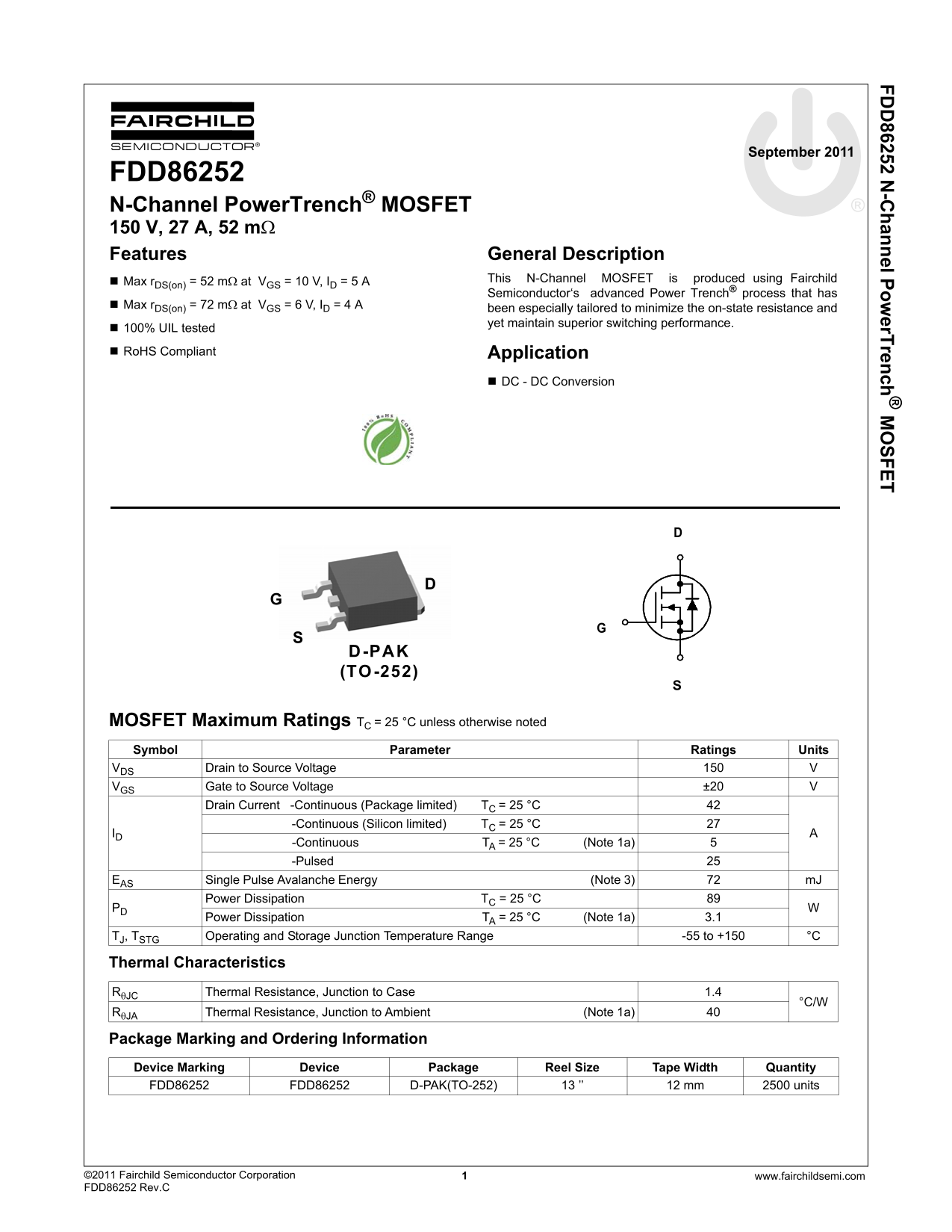 Fairchild FDD86252 Specifications manual - Page 1