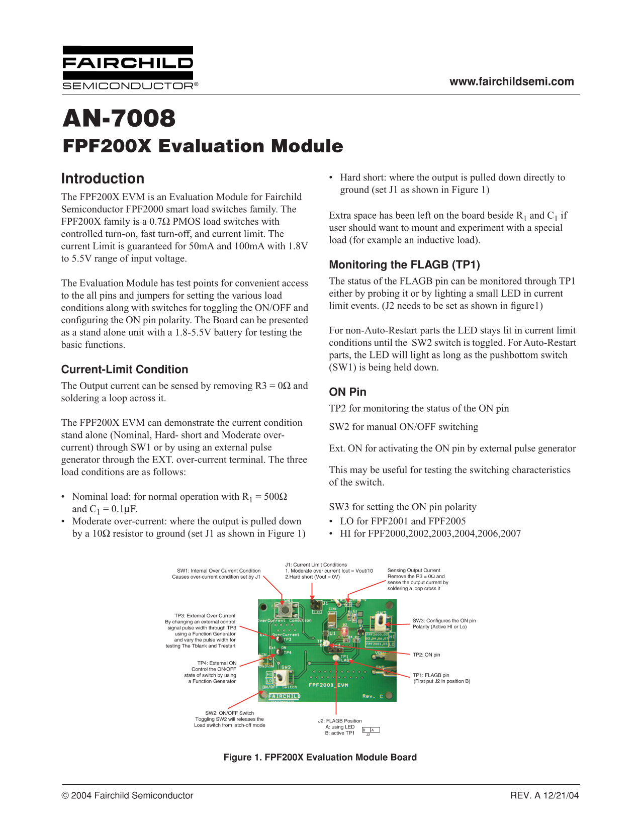 Fairchild AN-7008 FPF200X Evaluation Module User Manual - Page 1