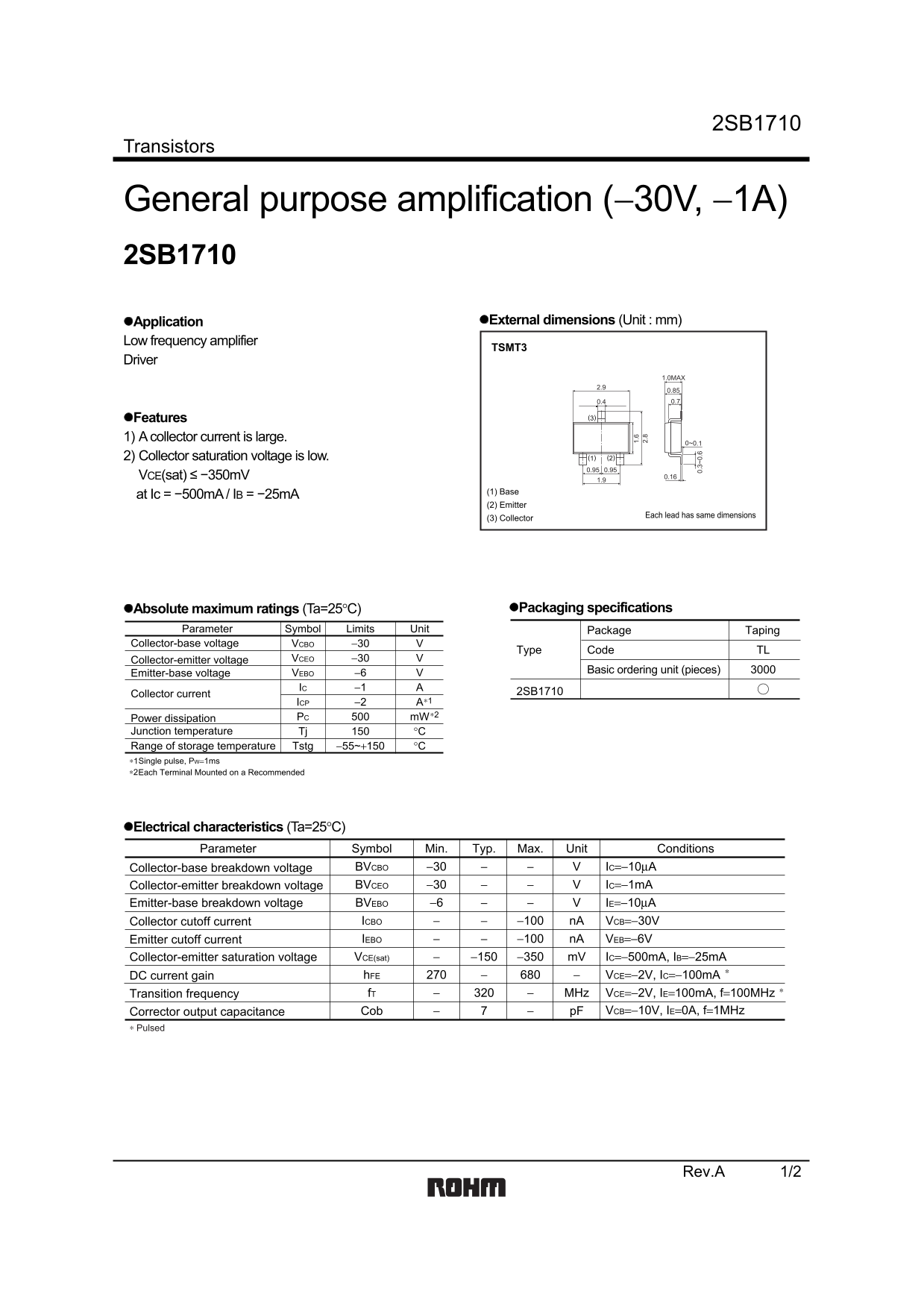 ROHM 2SB1710 User Guide Manual - Page 1