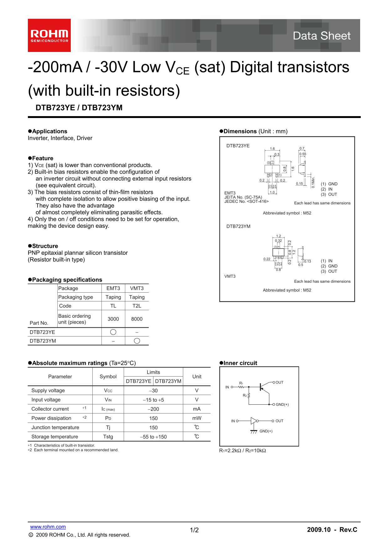 ROHM DTB723YE DTB723YM User Guide and Manual - Page 1