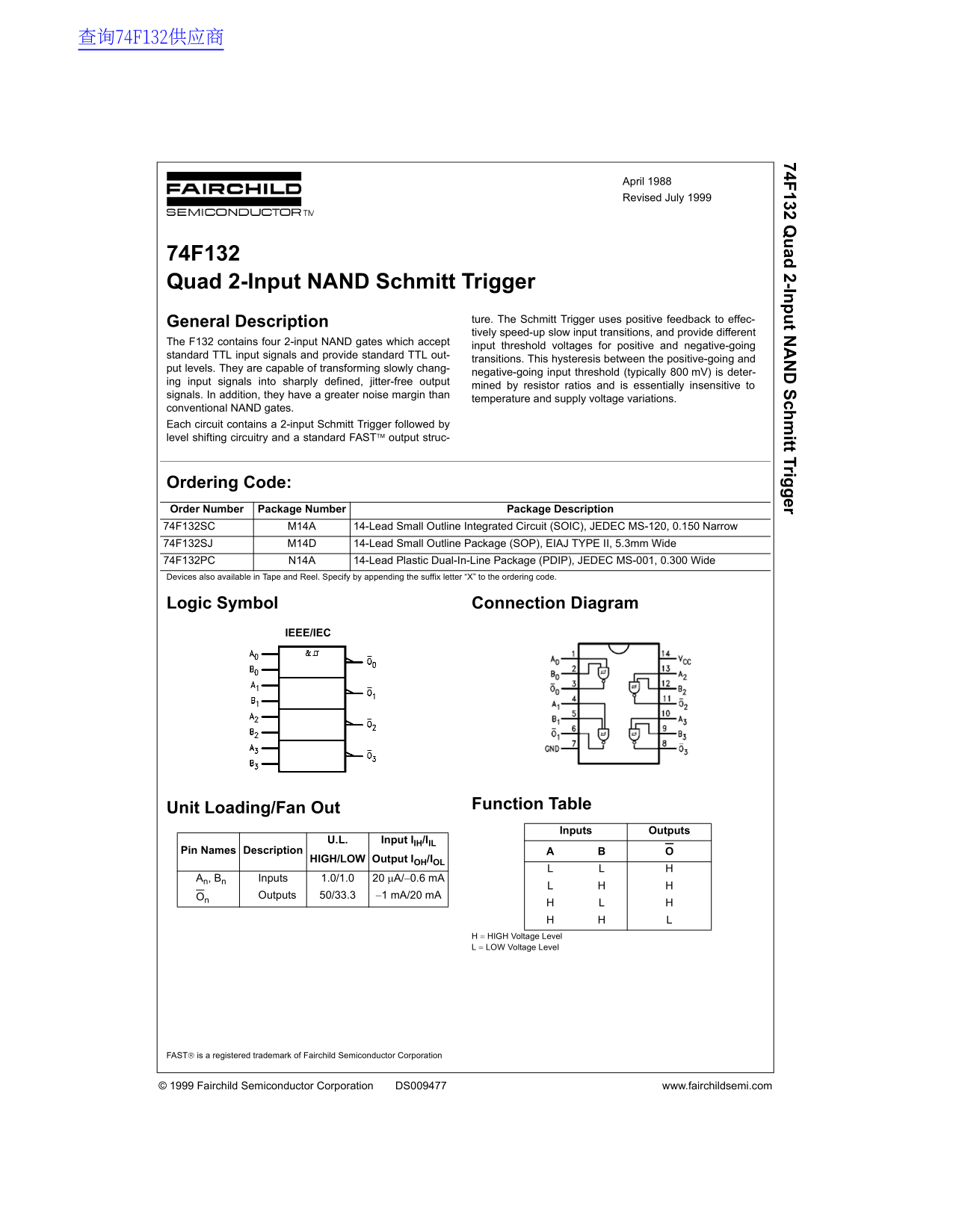 Fairchild 74F132 Data Handbook - Page 1