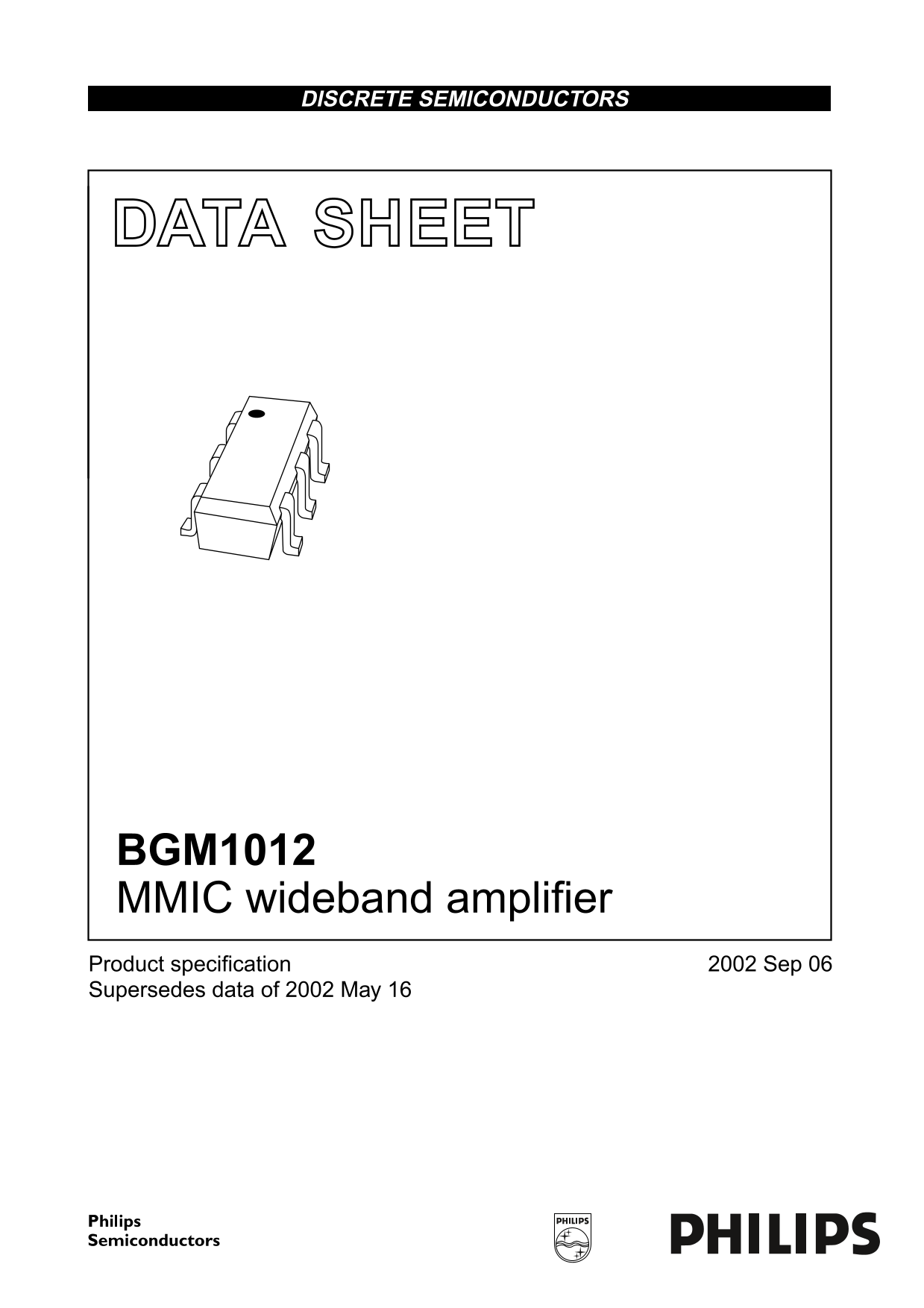 PHILIPS BGM1012 Wideband MMIC Amplifier Data Sheet Manual - Page 1