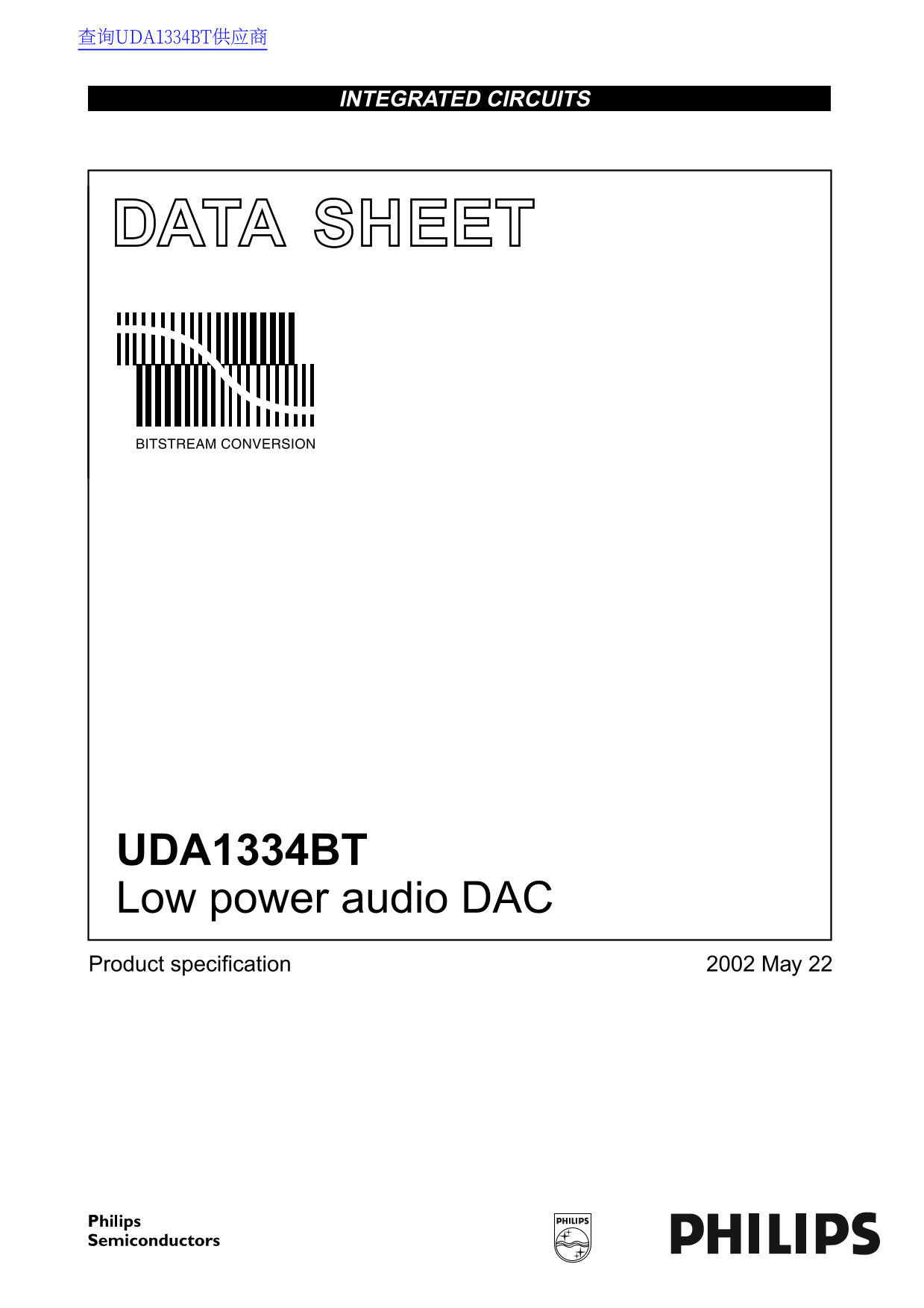 Philips UDA1334BT Data Sheet - Page 1