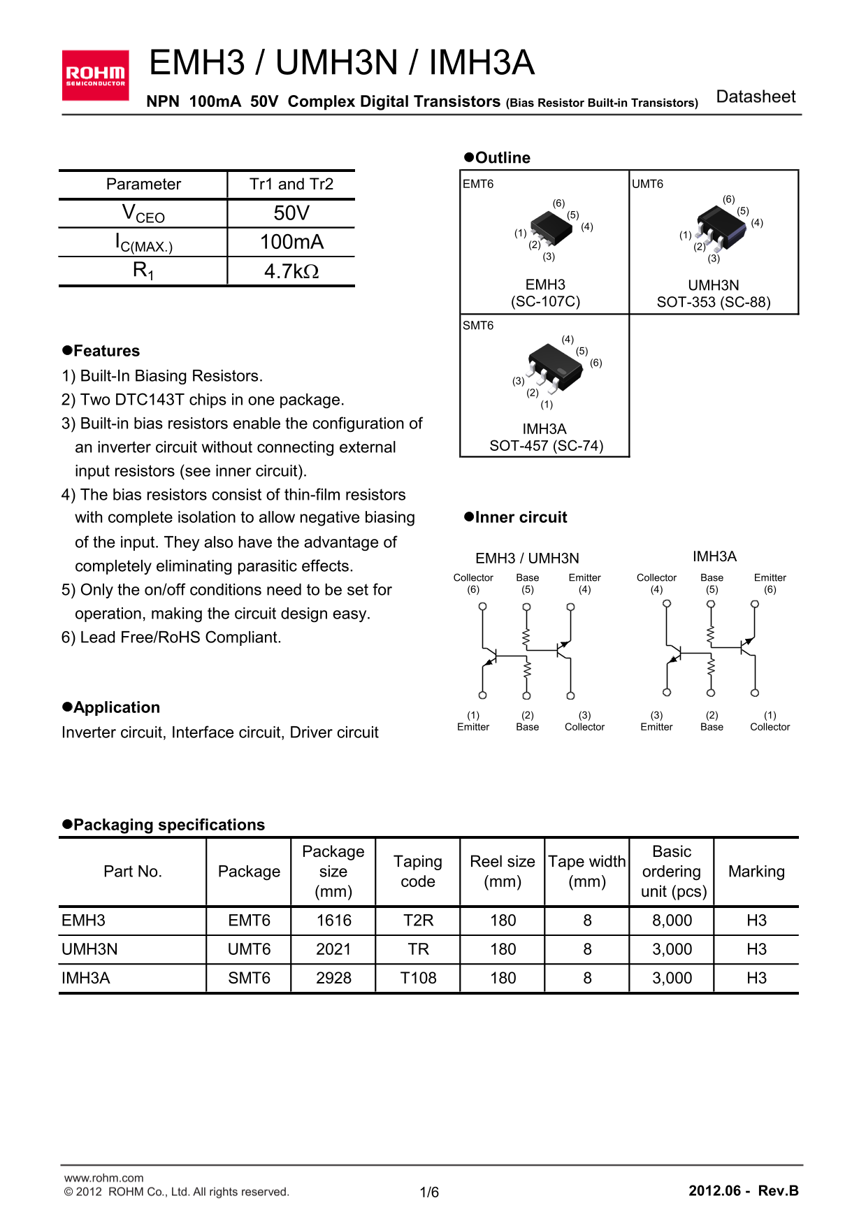 ROHM EMH3 UMH3N IMH3A User's Manual - Page 1