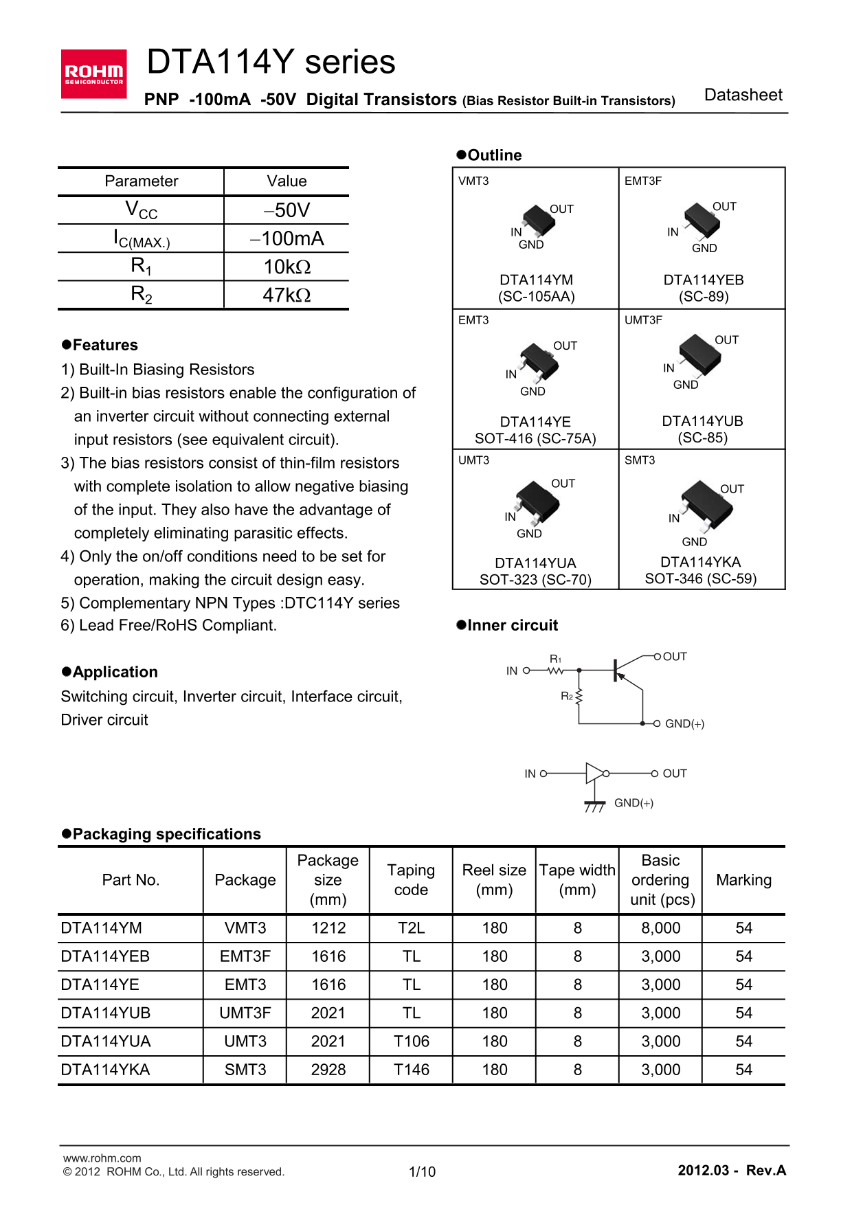 ROHM DTA114YE User Guide and Manual - Page 1