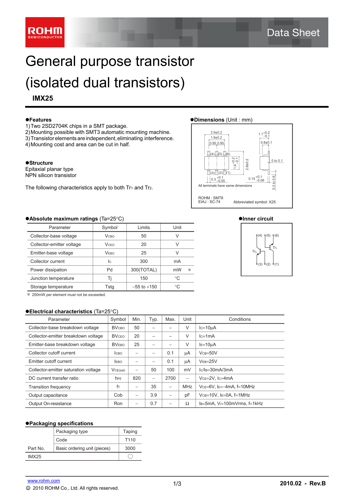ROHM IMX25 Product Specification Manual - Page 1