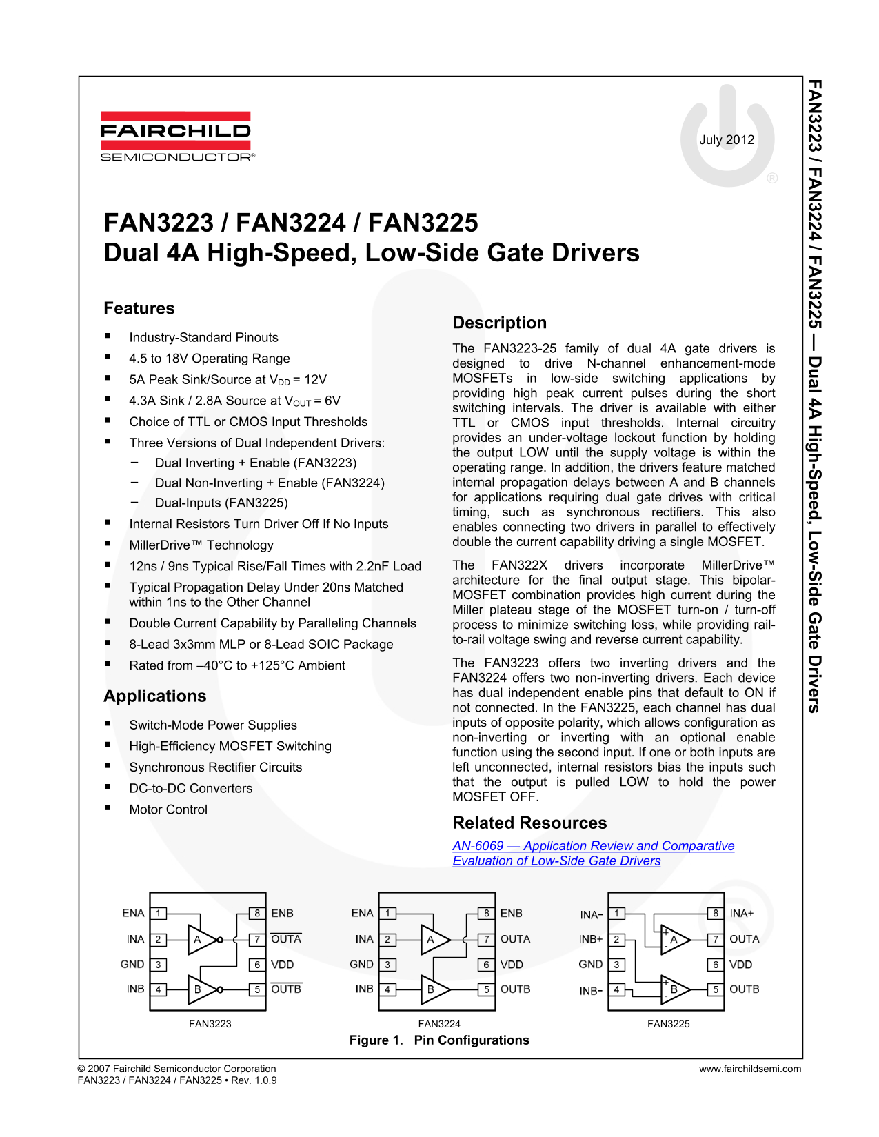 Data Handbook for Fairchild FAN3223 to FAN3225 - Page 1