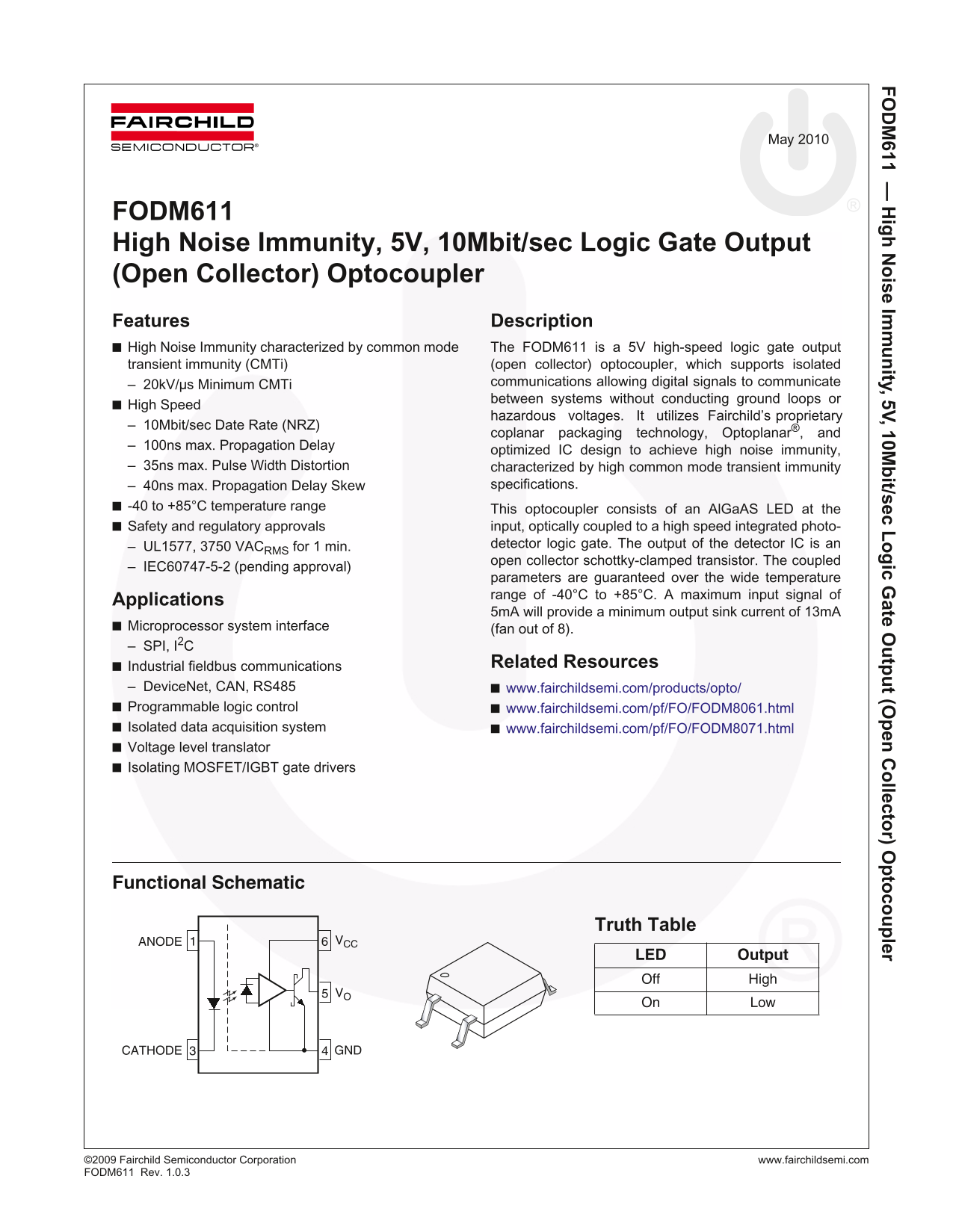 Fairchild FODM611 Data Handbook - Page 1