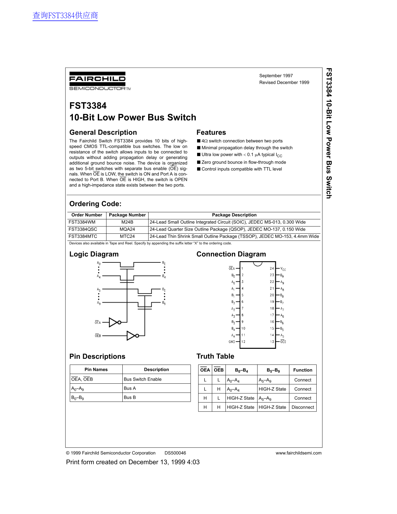 Fairchild FST3384 Data Handbook - Page 1