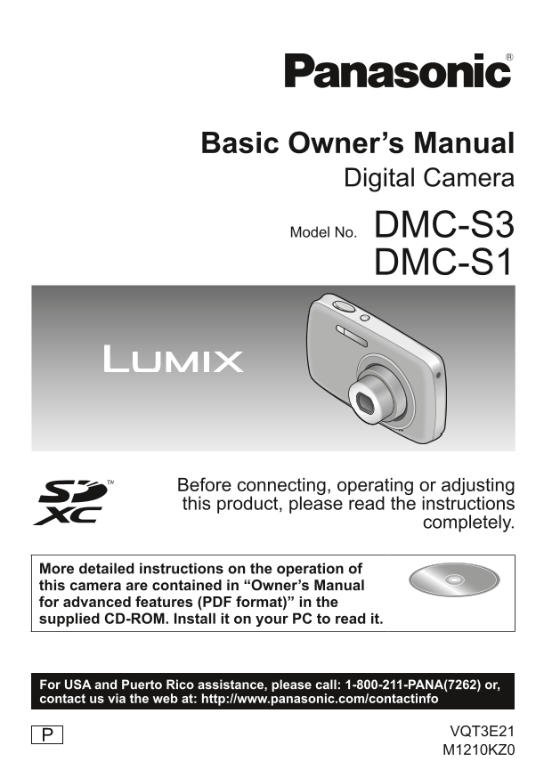 Panasonic DMC-S3 DMC-S1 User Guide - Basic - Page 1