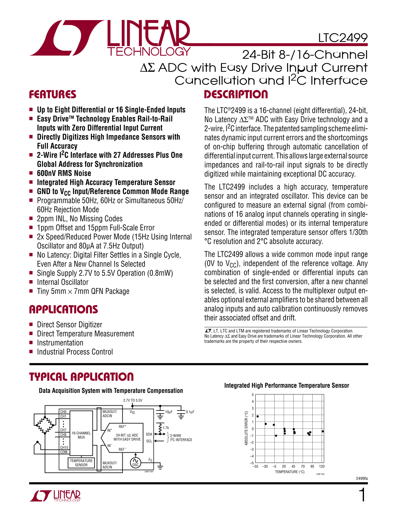 LINEAR TECHNOLOGY LTC2499 Data Sheet / Manual - Page 1