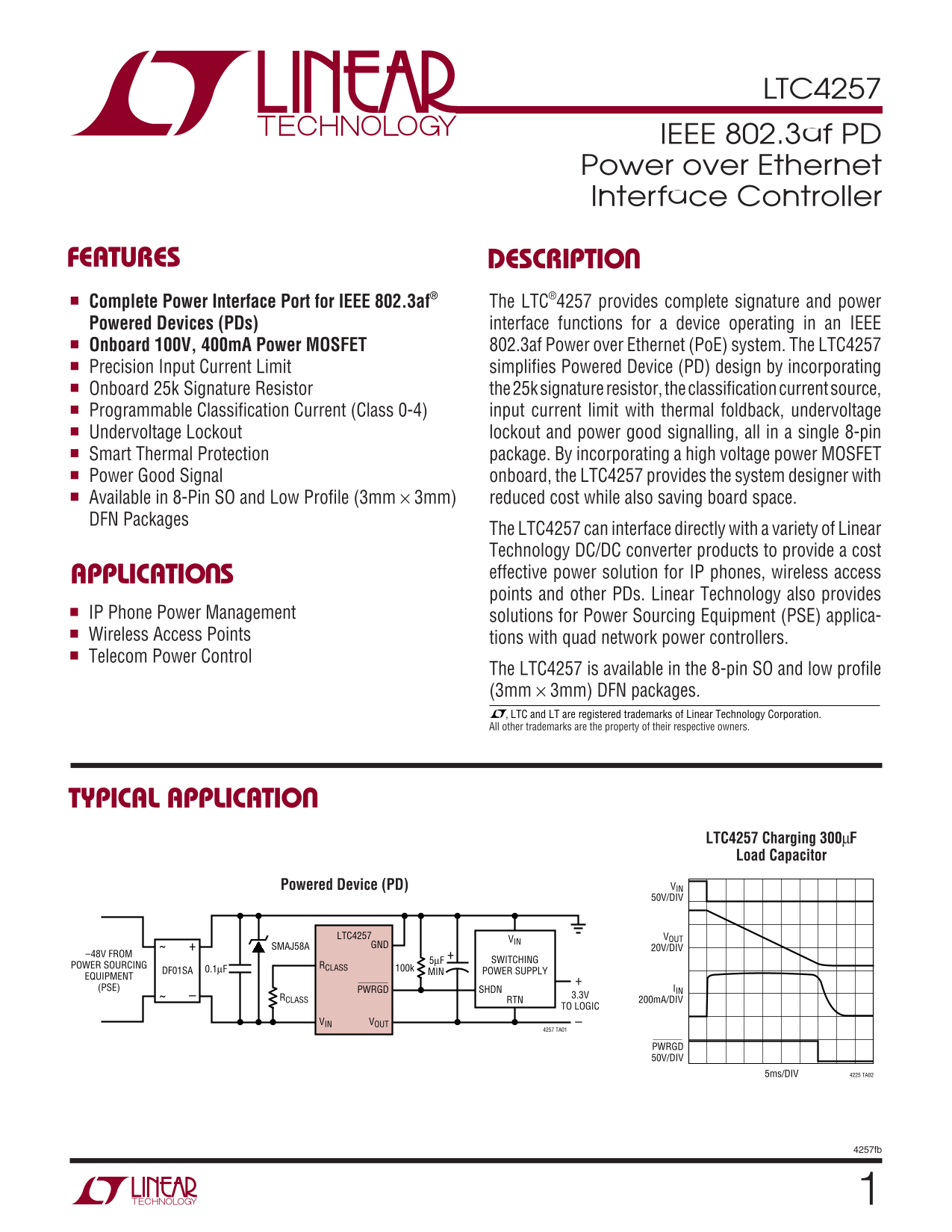 LINEAR TECHNOLOGY LTC4257 User Guide - Page 1