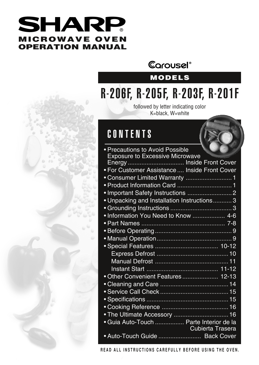 SHARP R-201F Operation Manual - Page 1
