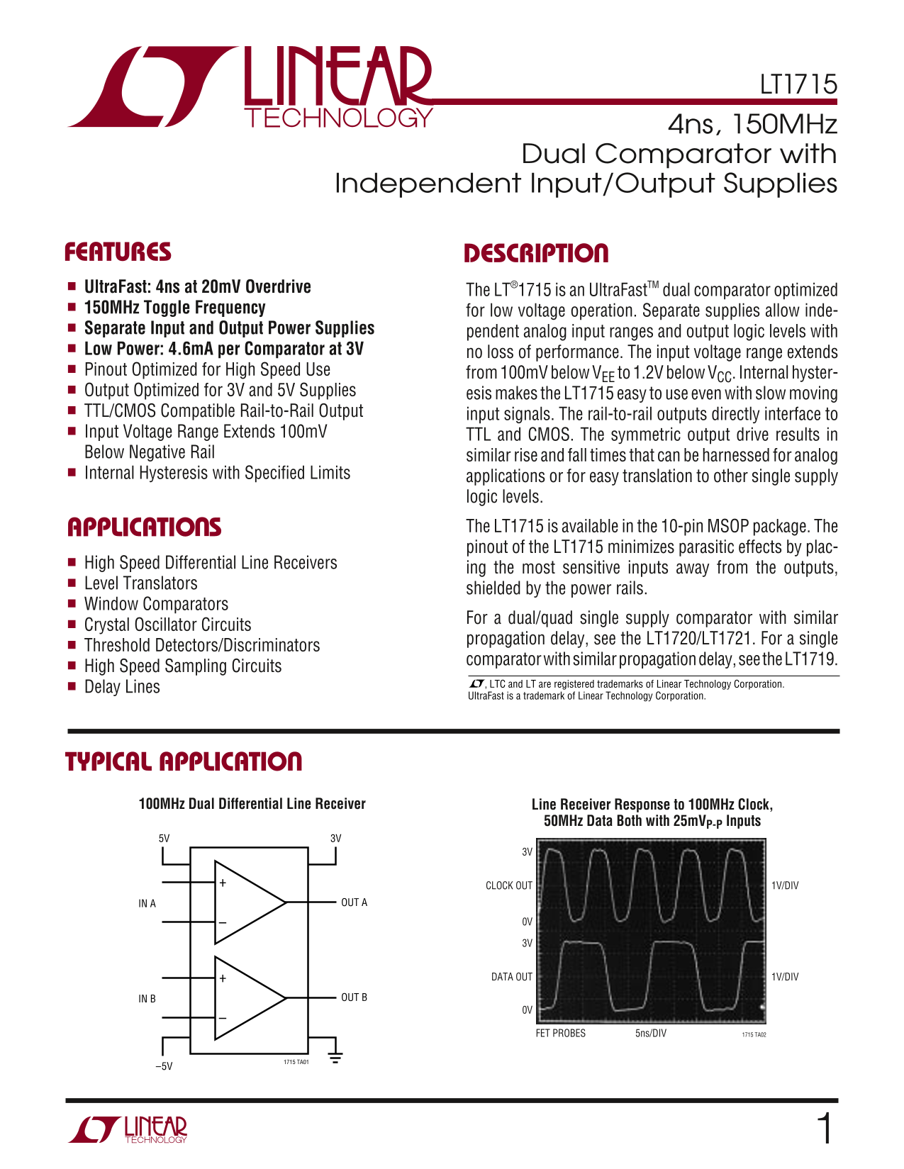 LINEAR TECHNOLOGY LT1715 User's Manual - Page 1