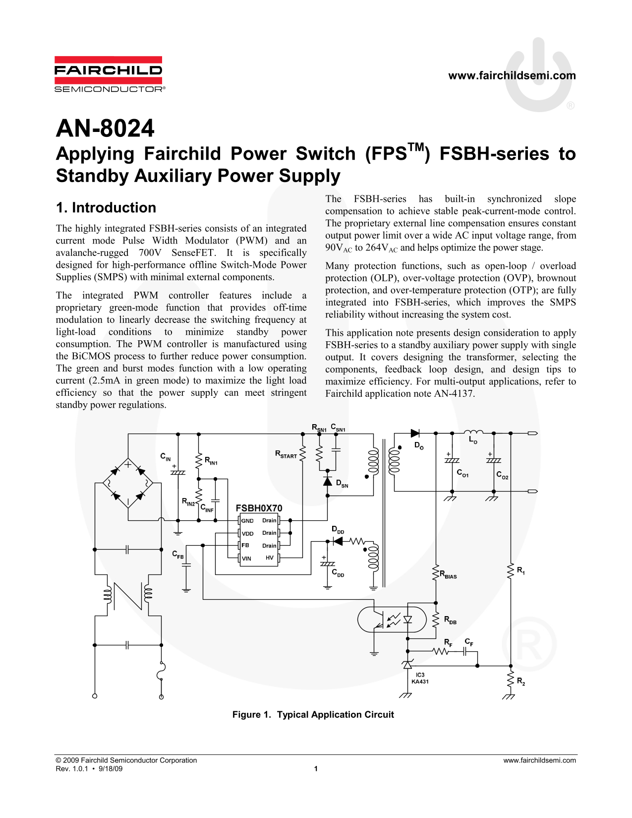 Applying Fairchild Power Switch (FPS) FSBH-series to Standby Auxiliary Power Supply - Page 1