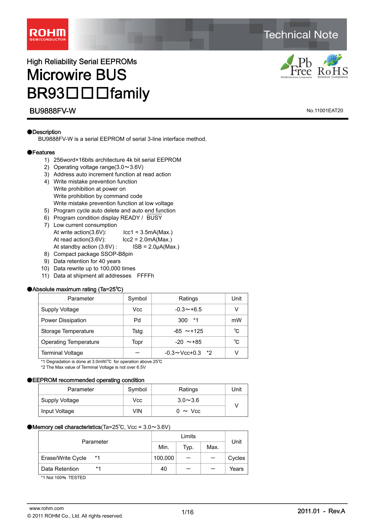 ROHM BU9888FV-W User Guide - Page 1
