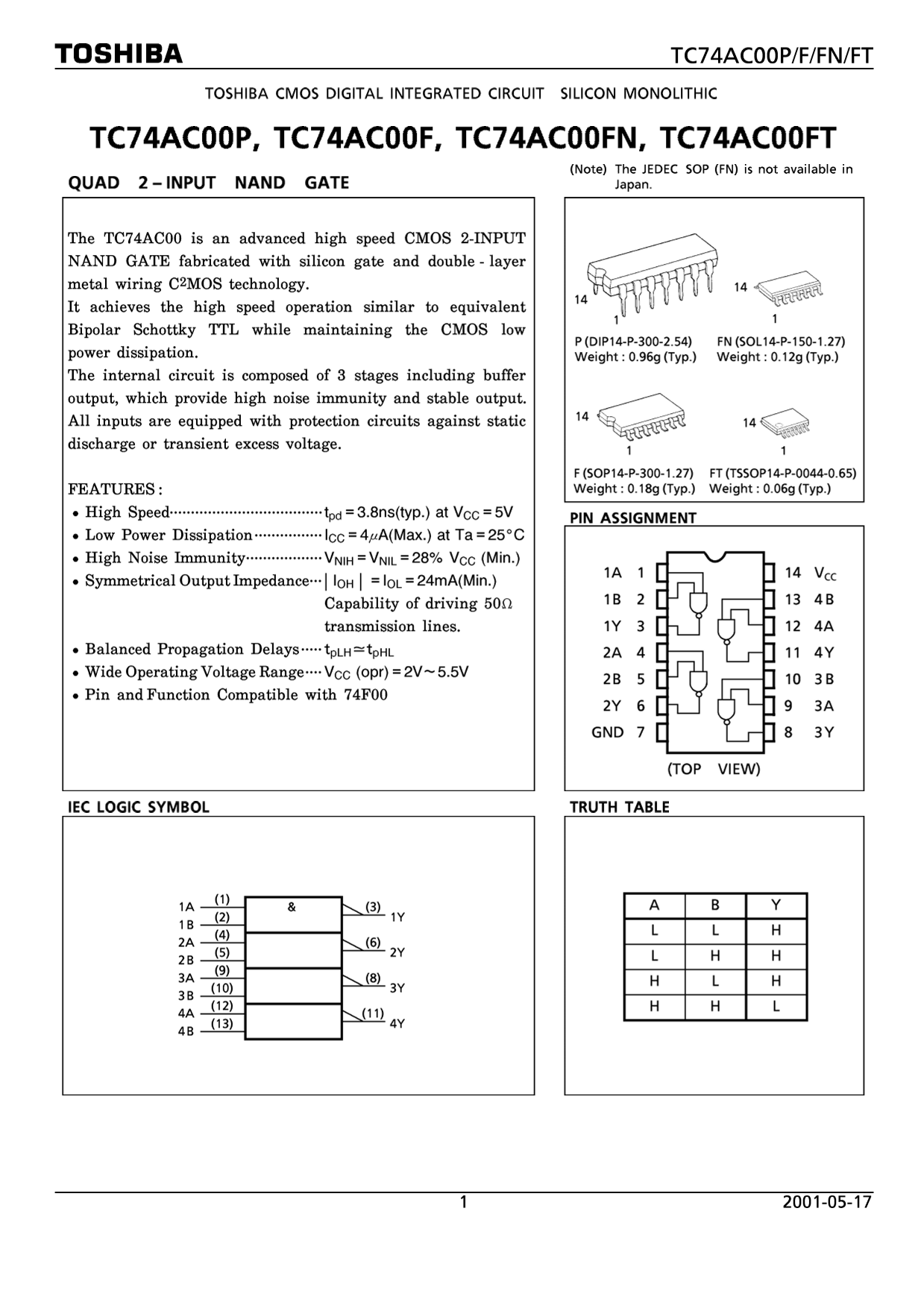 Toshiba TC74AC00P F FN FT User Guide - Page 1