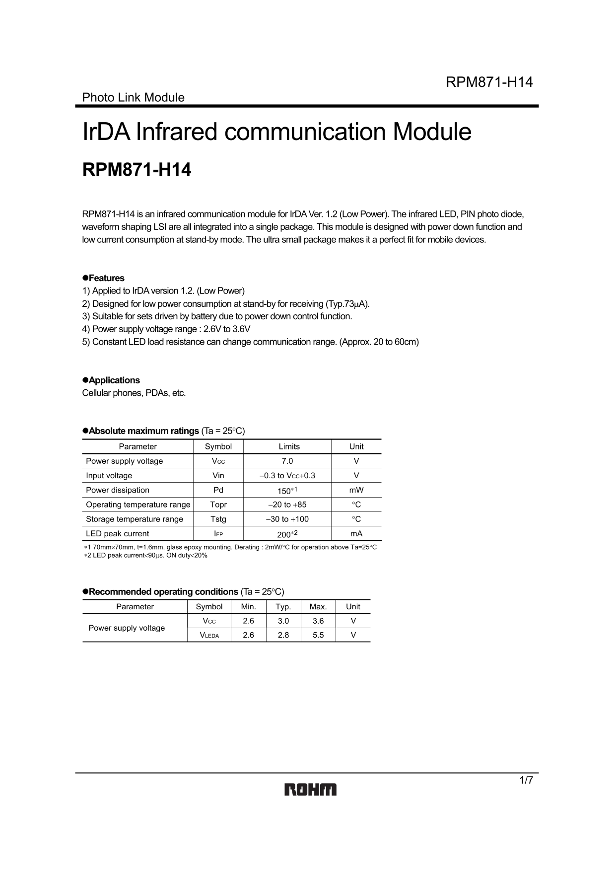 ROHM RPM871-H14 User Guide and Specifications - Page 1