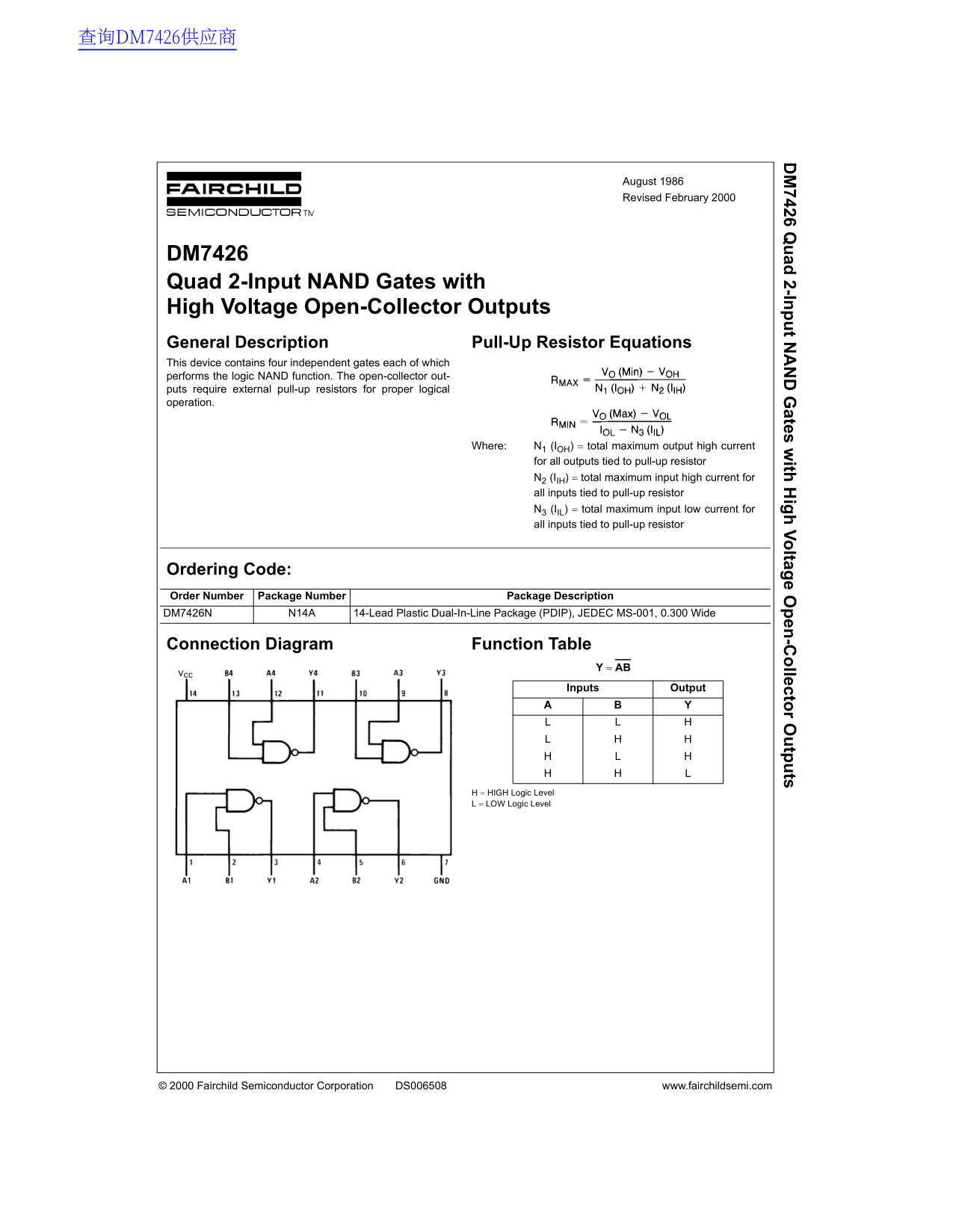 Fairchild DM7426 Data Manual - Page 1