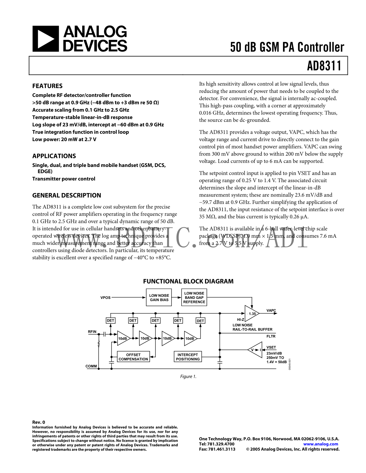 AD8311 Analog Devices Data Handbook/Manual - Page 1
