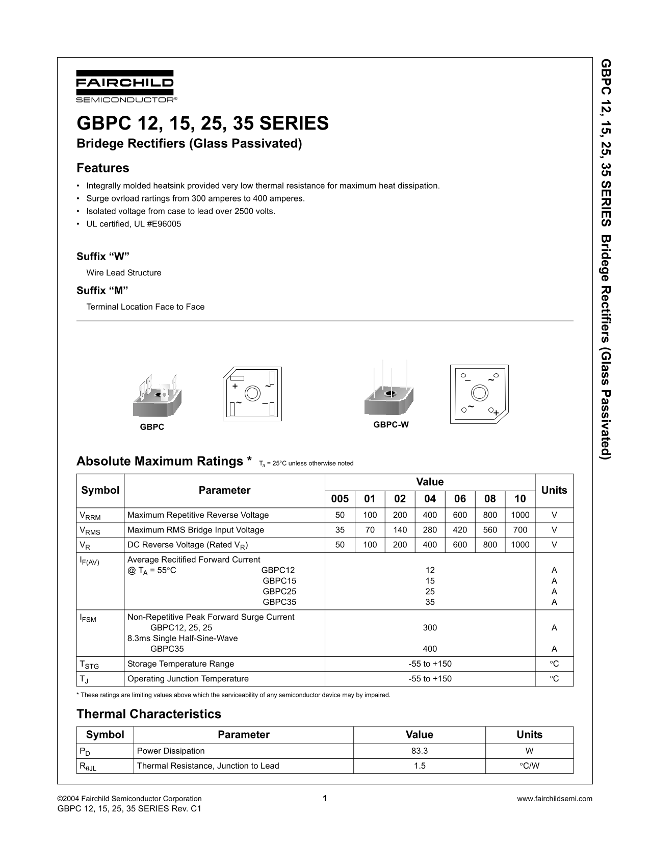 Fairchild GBPC 12, 15, 25, 35 Series User Manual - Page 1