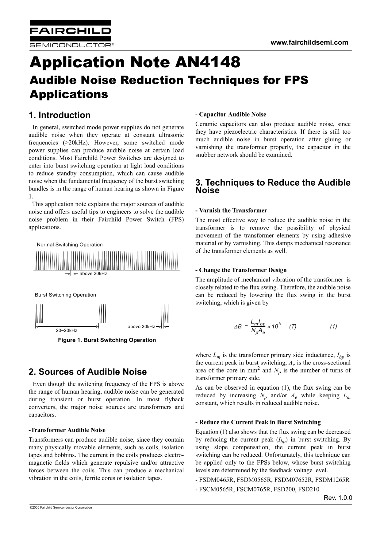 Fairchild Audible Noise Reduction Techniques for FPS Applications - Data Handbook - Page 1
