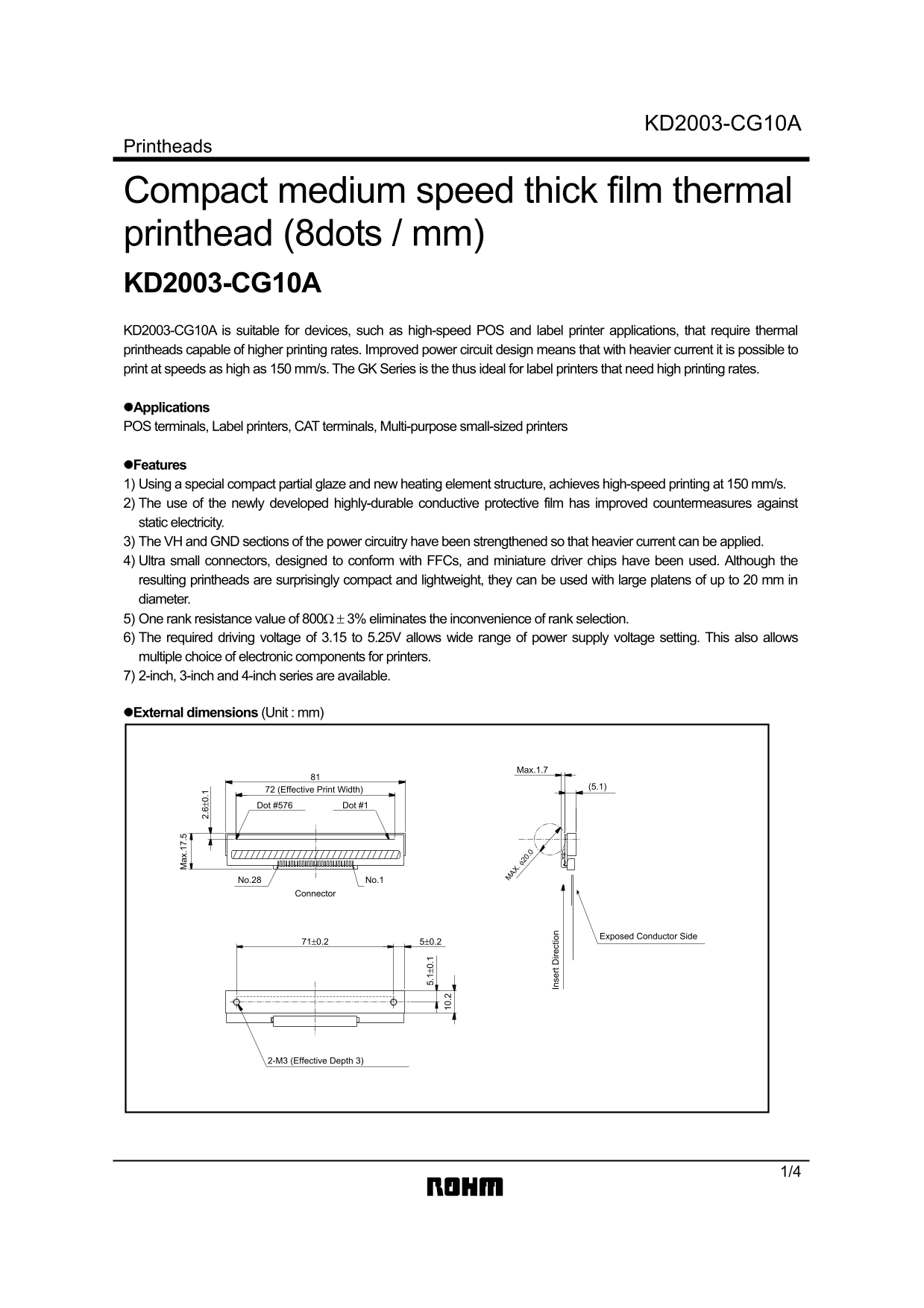 Rohm KD2003-CG10A Data Sheet/Manual - Page 1
