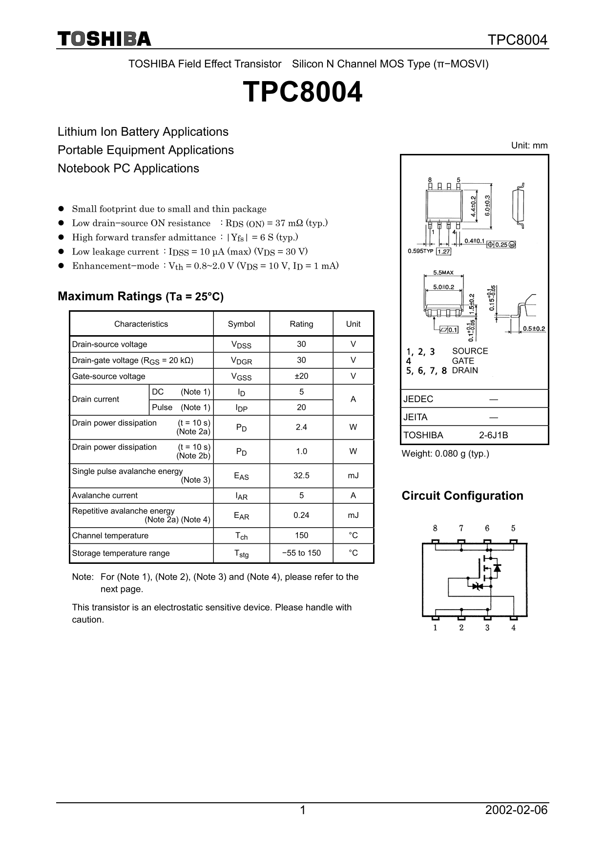 Toshiba TPC8004 User Guide - Page 1