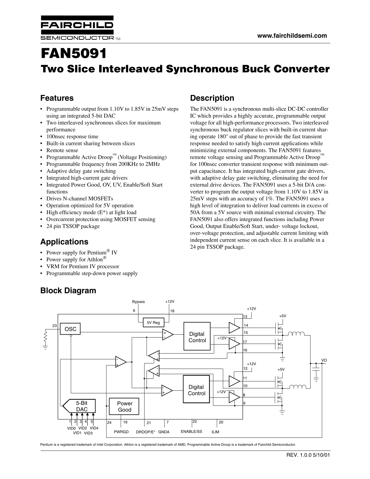Fairchild FAN5091 Specifications manual - Page 1
