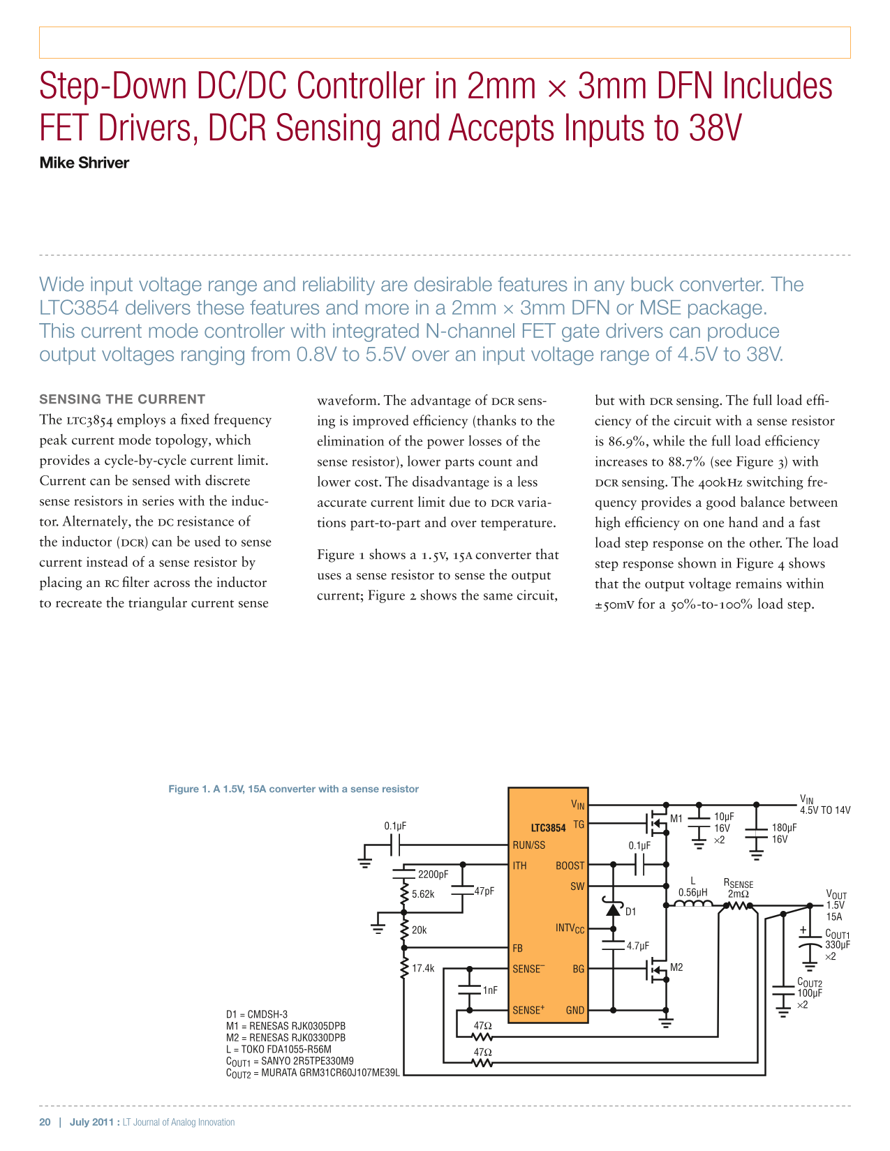 LINEAR LTC3854 User's Manual - Page 1