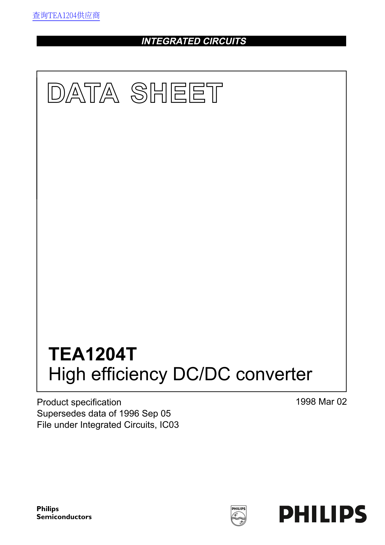 Philips TEA1204T Data Sheet - Page 1