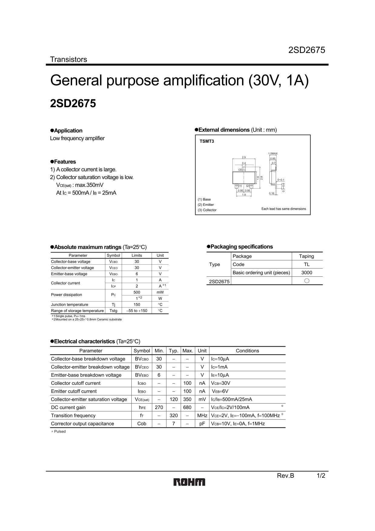 ROHM 2SD2675 User Guide - Page 1