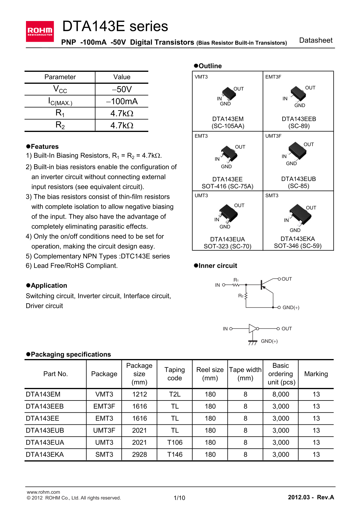 ROHM DTA143EE User Guide and Manual - Page 1