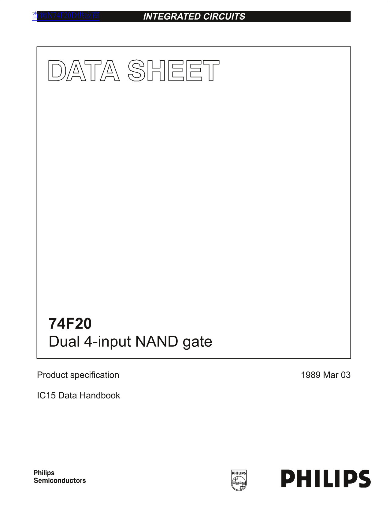 PHILIPS 74F20 Data Sheet - Page 1