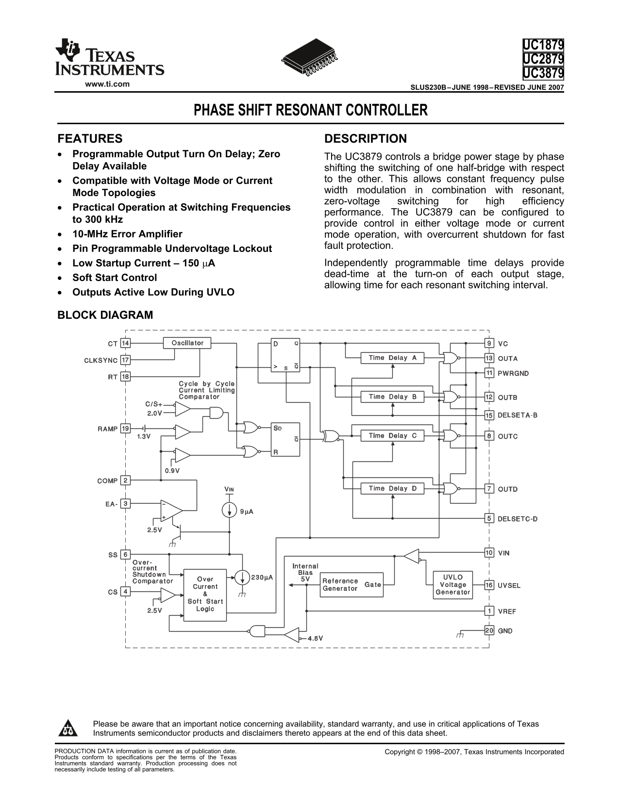 Texas Instruments UC1879 UC2879 UC3879 Data Sheet / Manual - Page 1