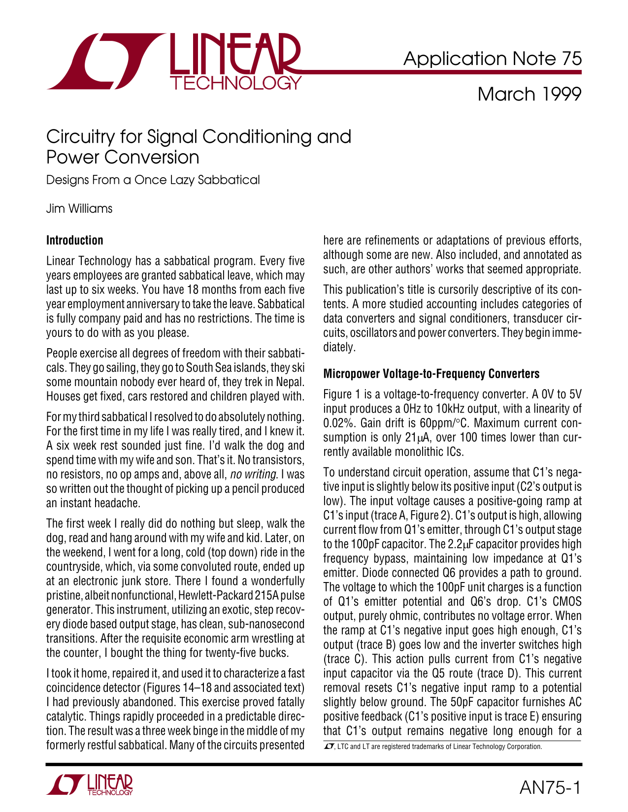LINEAR AN75-1 Data Handbook - Page 1