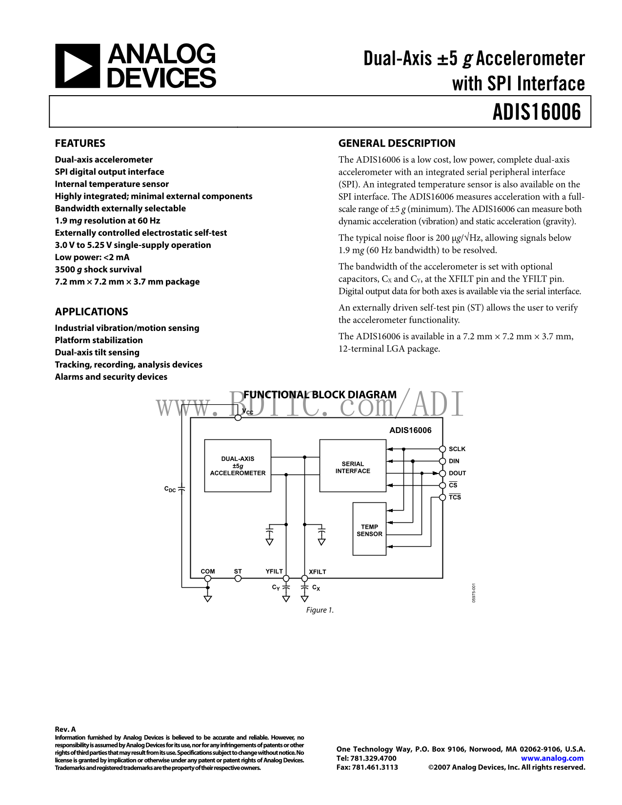 ANALOG DEVICES ADIS16006 Data Sheet - Page 1