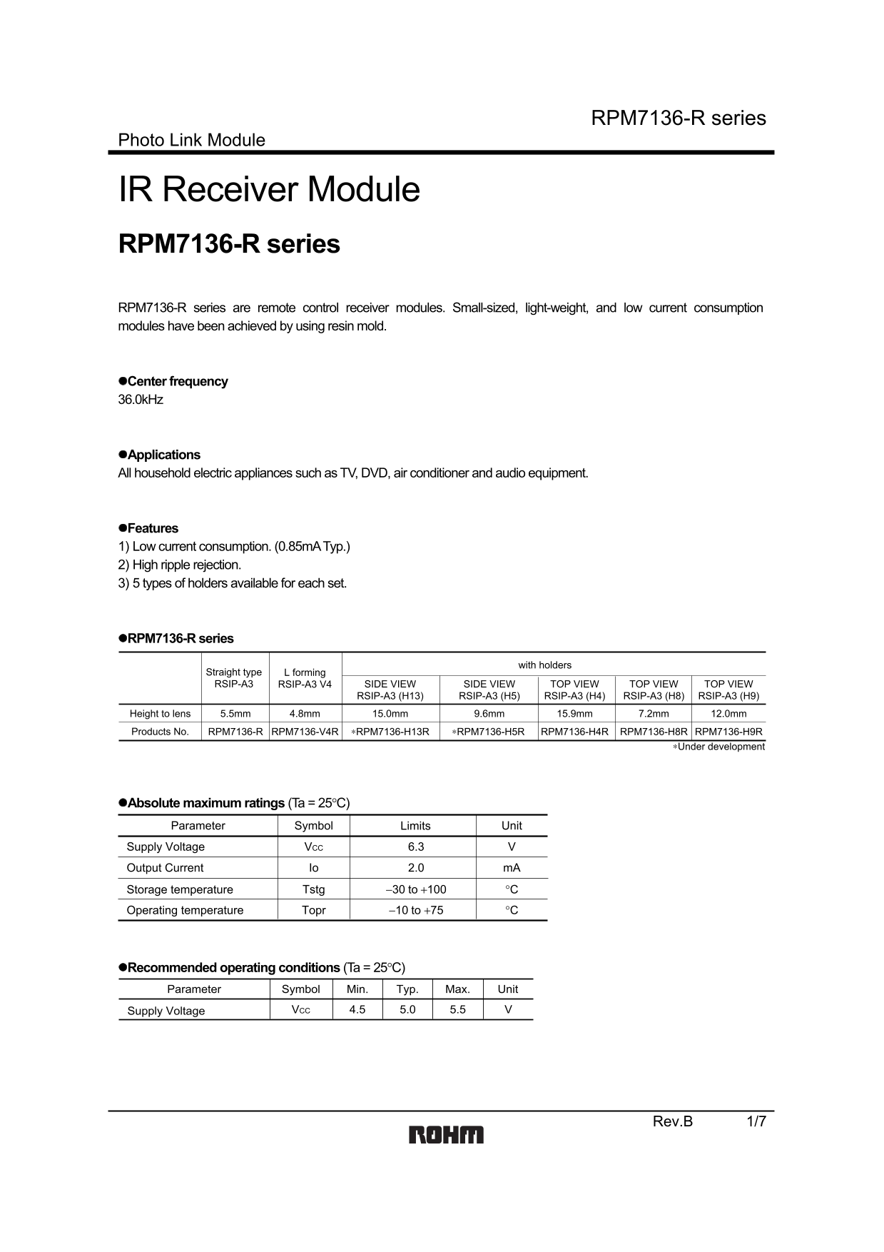 ROHM RPM7136-R User Guide and Manual - Page 1
