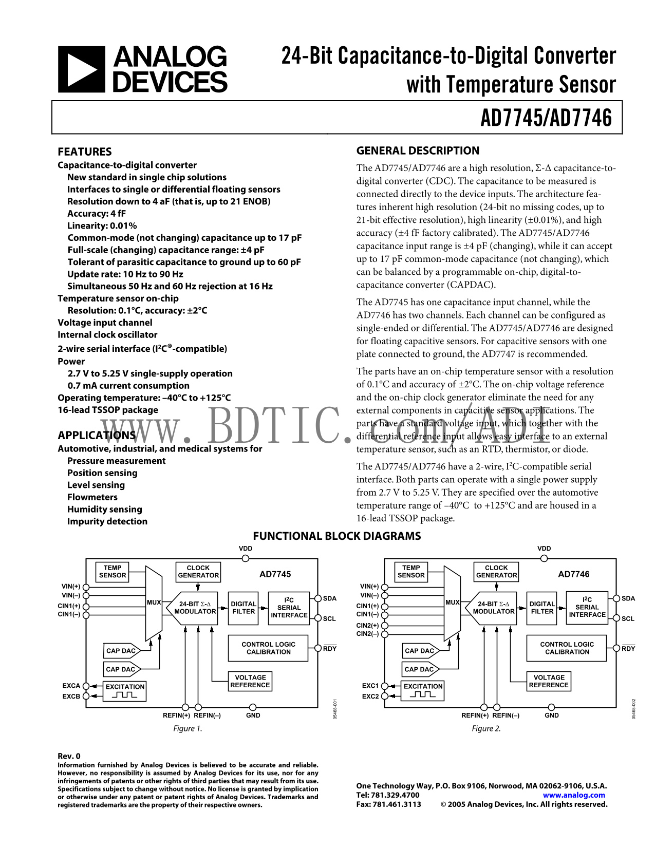 AD7746 Analog Devices Data Sheet Handbook - Page 1