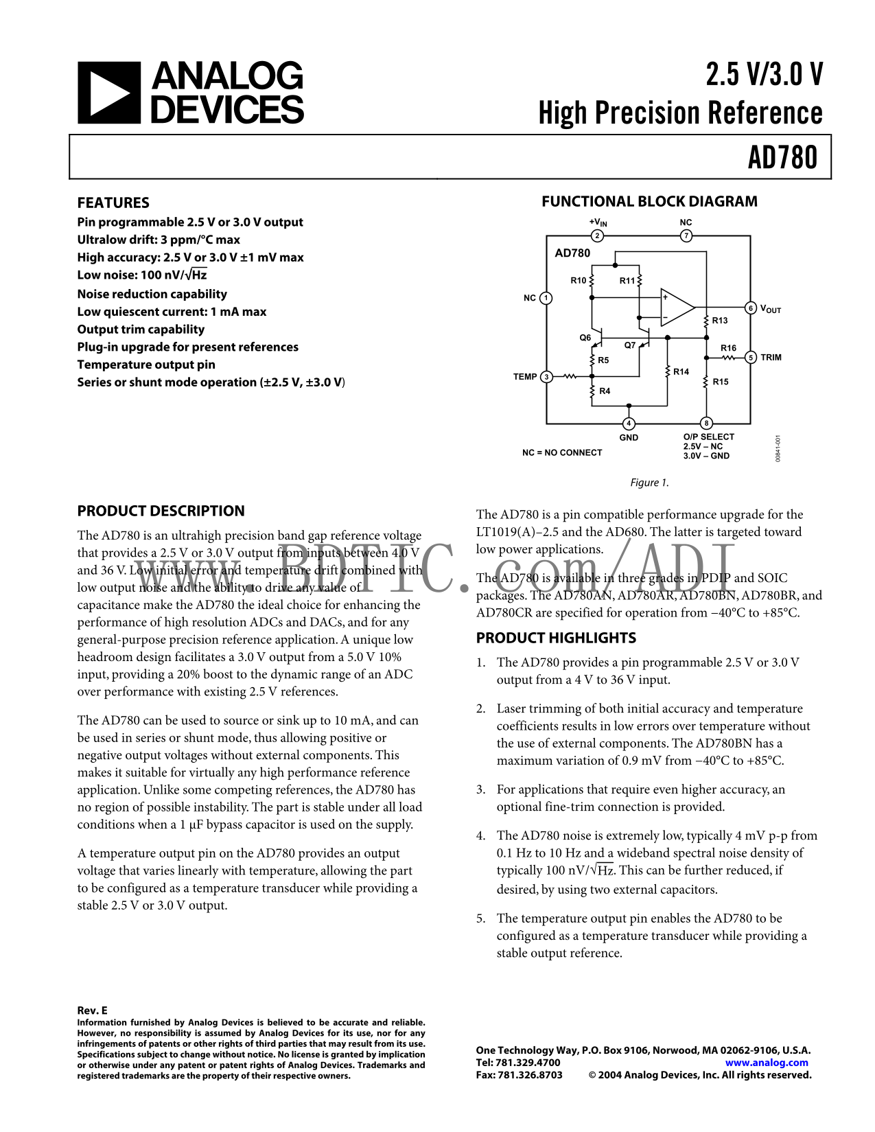 AD780 Analog Devices Data Handbook/Manual - Page 1