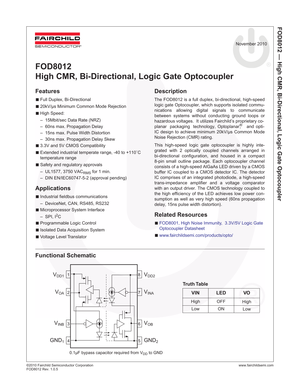 Fairchild FOD8012 Data Handbook - Page 1