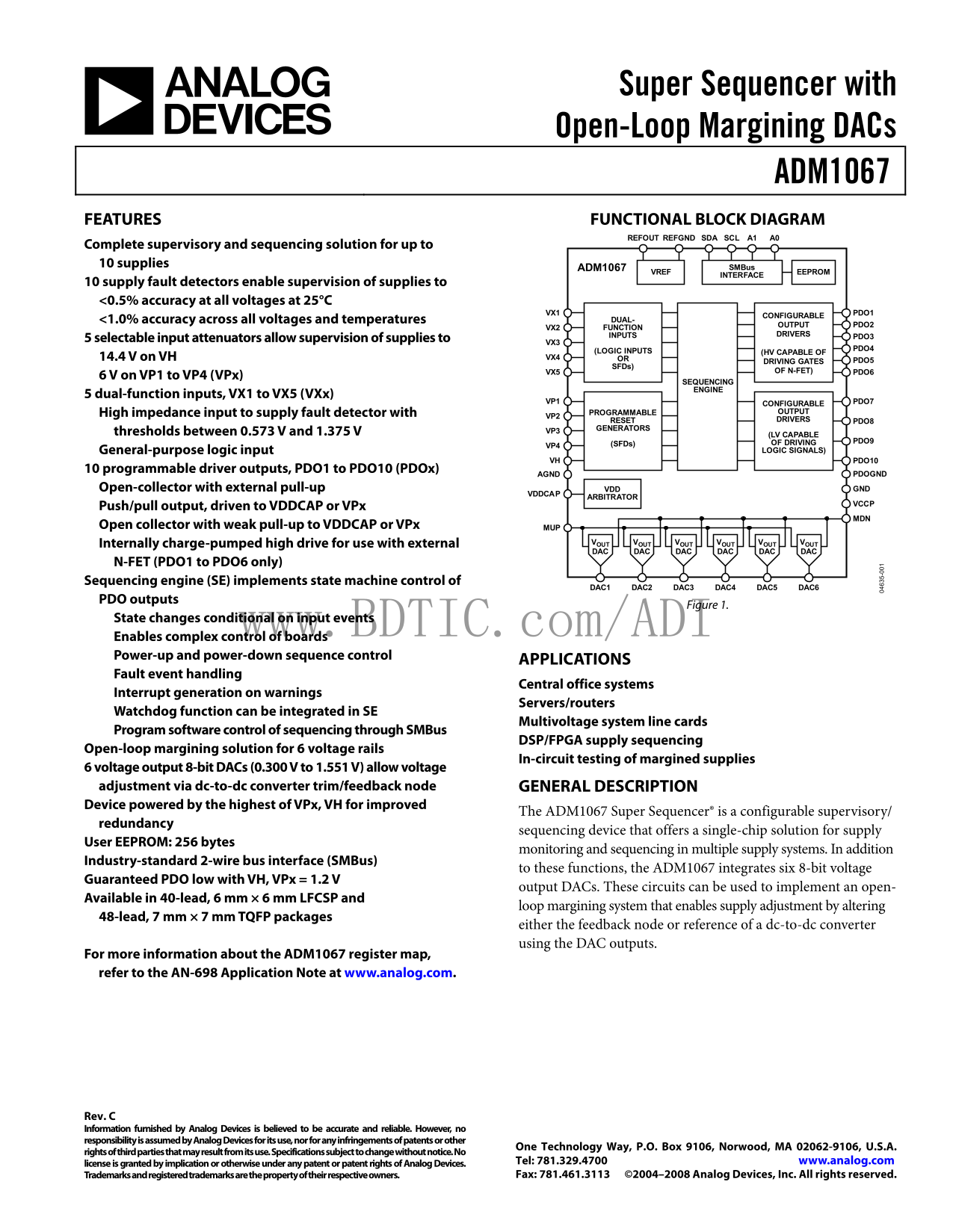 AD Analog Devices ADM1067 Data Sheet Manual - Page 1