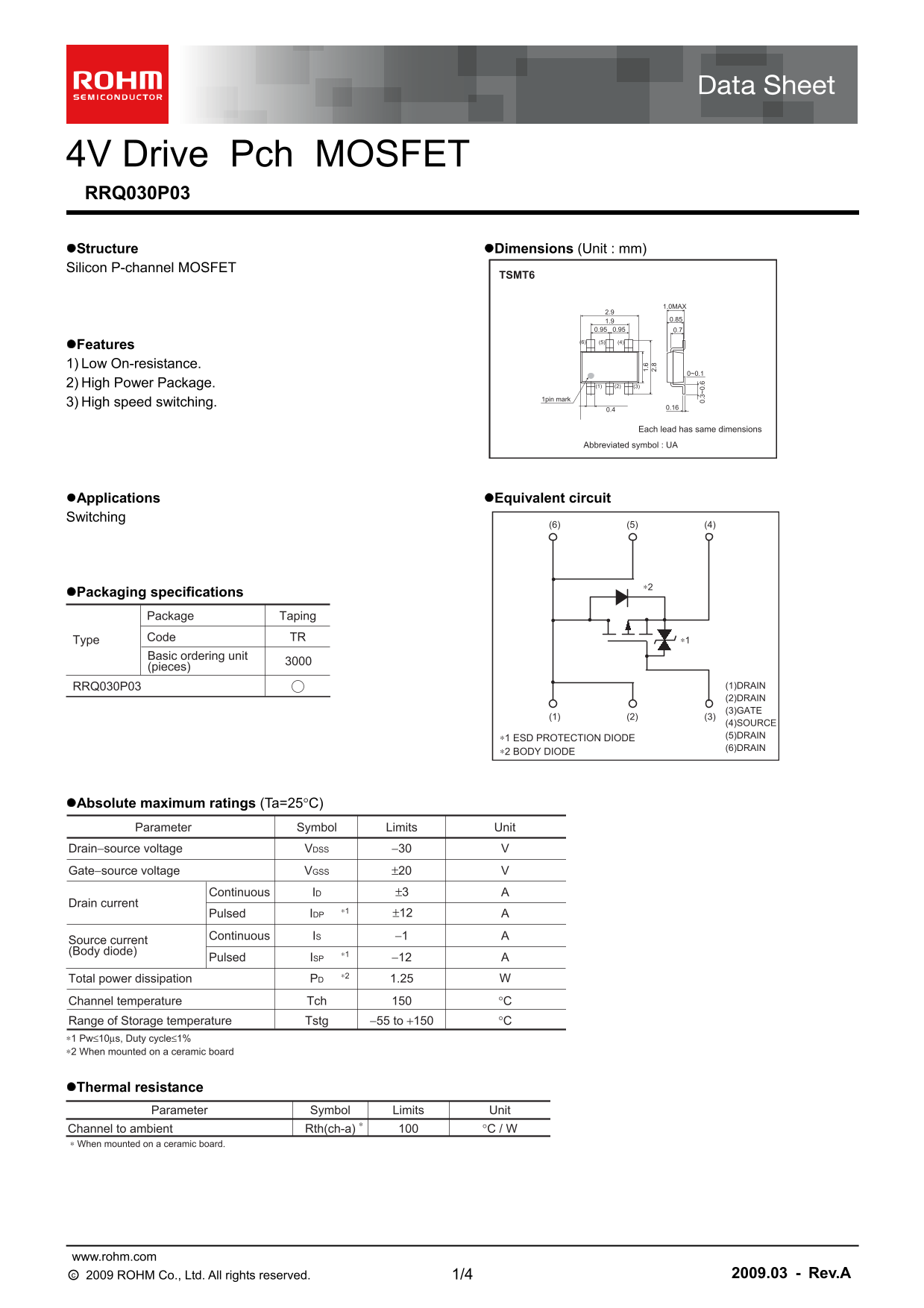 ROHM RRQ030P03 Specifications User Guide - Page 1