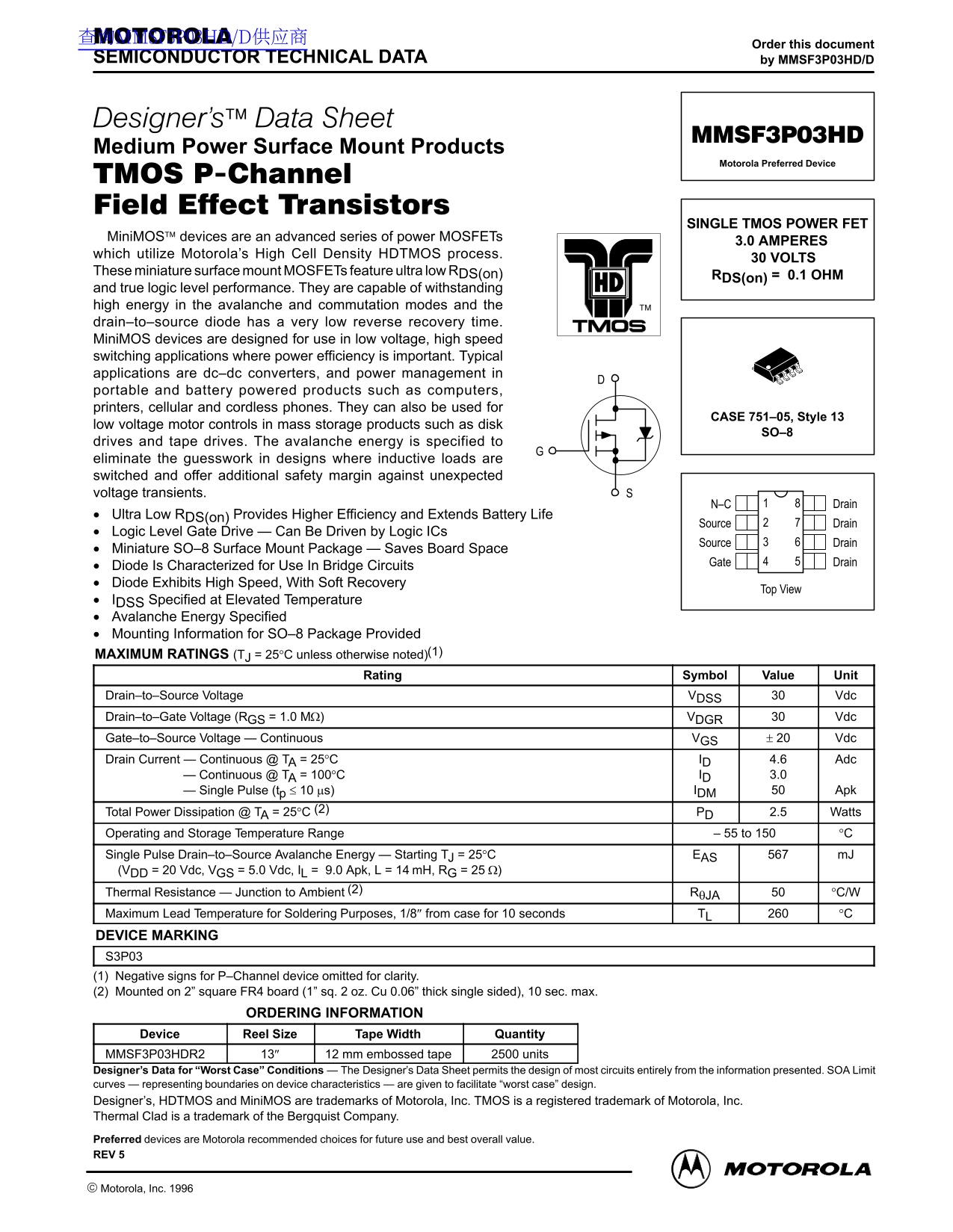 Motorola MMSF3P03HD Data Manual (1) User Guide - Page 1