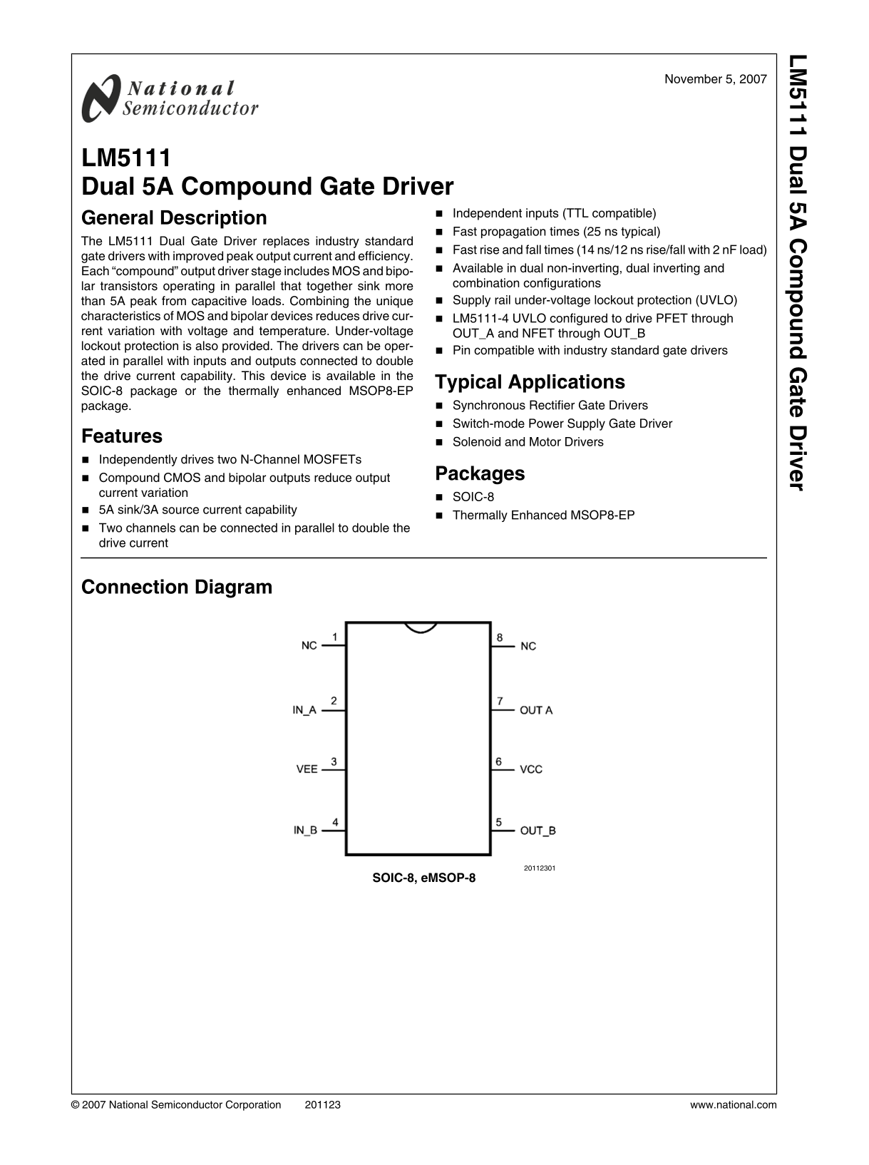 National LM5111 Data Sheet / Manual - Page 1