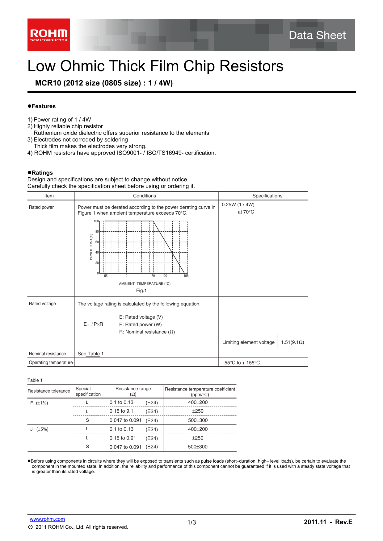 ROHM MCR10EZHFL User Guide - Page 1